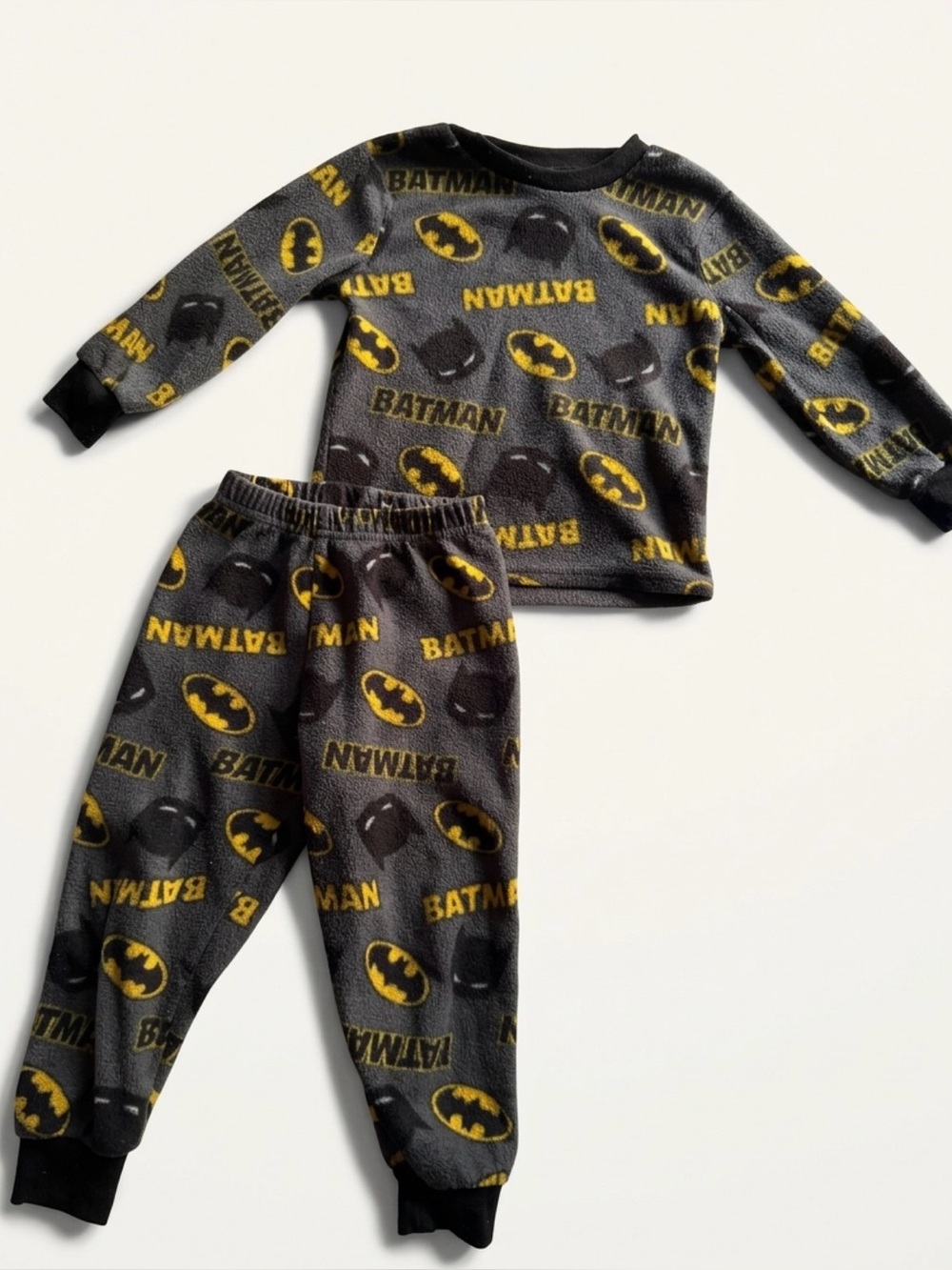 Batman Fleece Pajama Set in Gray and Yellow